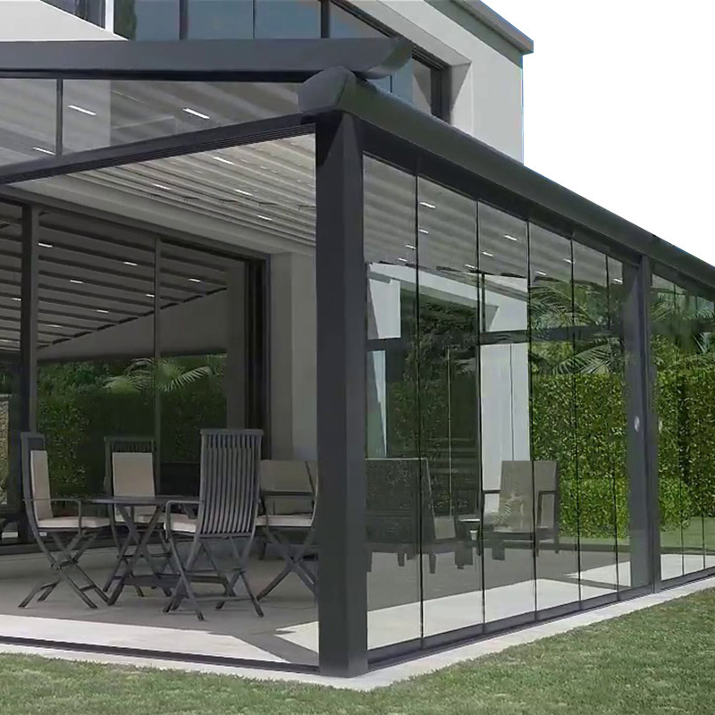 Al Aire Libre eléctrico a prueba de lluvia Louver Sala ecológica pabellón inteligente eléctrico a prueba de lluvia resistente a la corrosión Louver Sala ecológica toldo