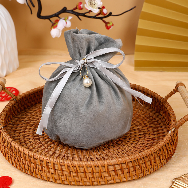 ヨーロッパ式の喜糖袋の創意的な丸い糸の布の結婚式の喜糖の箱のお土産の結婚祝いの祝日のプレゼントの袋の束のポケット|undefined