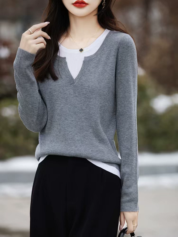 Autumn woolen sweater, thin knitted base set