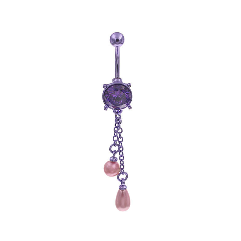 Piercing de umbigo com pingente de pérola estilo europeu roxo_voghion.com