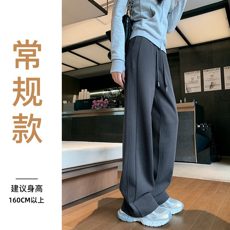 灰色运动裤女春秋夏季2025新款宽松阔腿lulu神裤高腰显瘦休闲卫裤|undefined