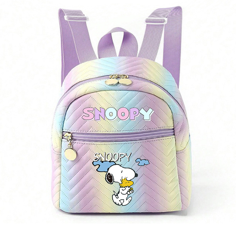 Snoopy cute style multi-color school backpack with Snoopy print, simple candy color versatile children's backpack