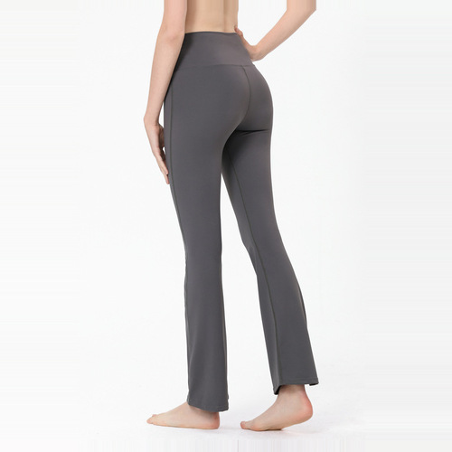 Cross-border high-waist butt-lifting yoga pants for women to wear as outerwear, slimming and slightly flared dance pants, training nude sports fitness pants