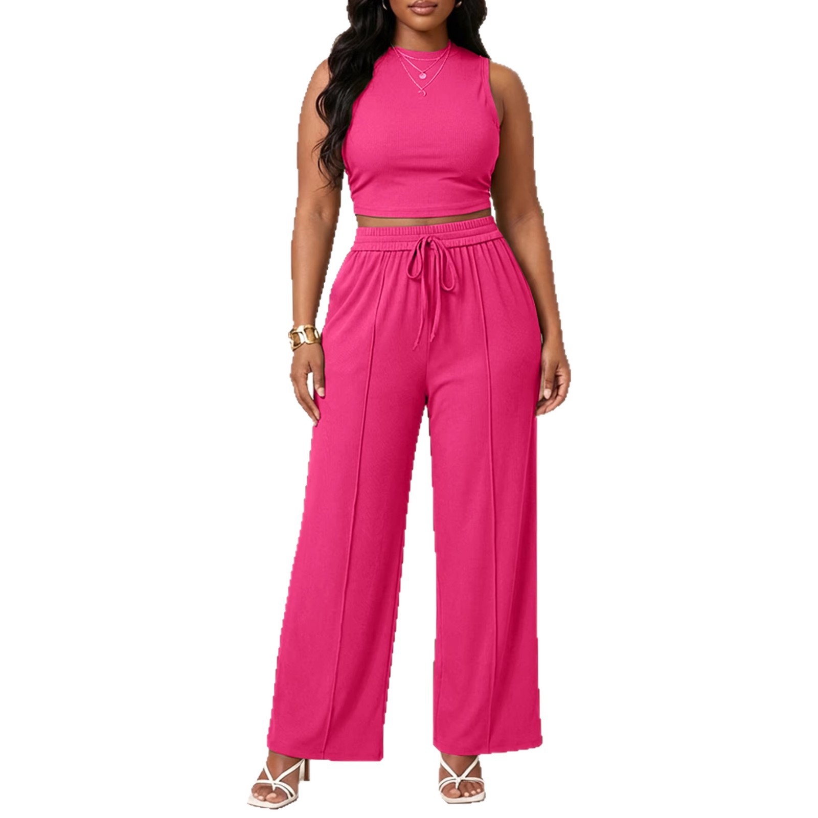 Women's Soft Long Sleeve Round Neck Top & Pants Lounge Set | Cozy Two-Piece Outfit For Fall_ecoleips.com