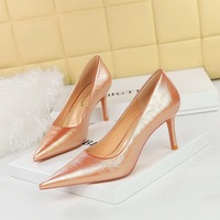 3391-A9 European and American style retro fashion women's shoes, banquet high heels, spring and autumn slim heels, high heels, shallow mouth pointed toe single shoes