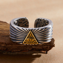 复古指环男士手工个性做旧素款欧美潮人上帝之眼时尚戒指泰银开口