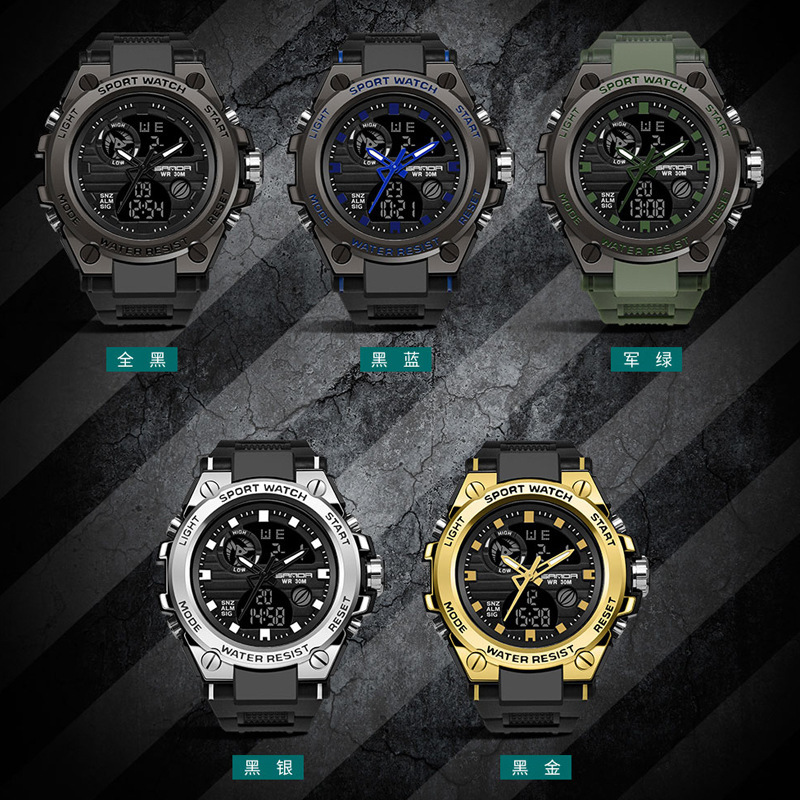SANDA 739 reloj de hombre de moda versión inglesa estudiante tendencia de moda multifuncional digital impermeable reloj electrónico