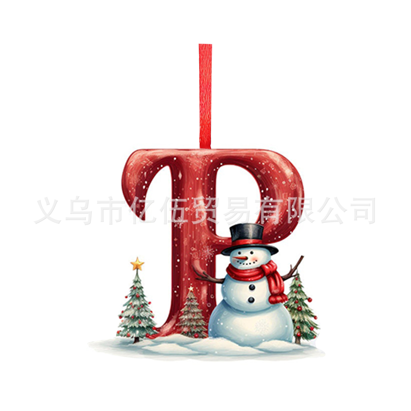 Nuevos productos transfronterizos 26 letras muñeco de nieve bebé colgante de Navidad acrílico plano árbol de Navidad decoración para el hogar colgante image 21