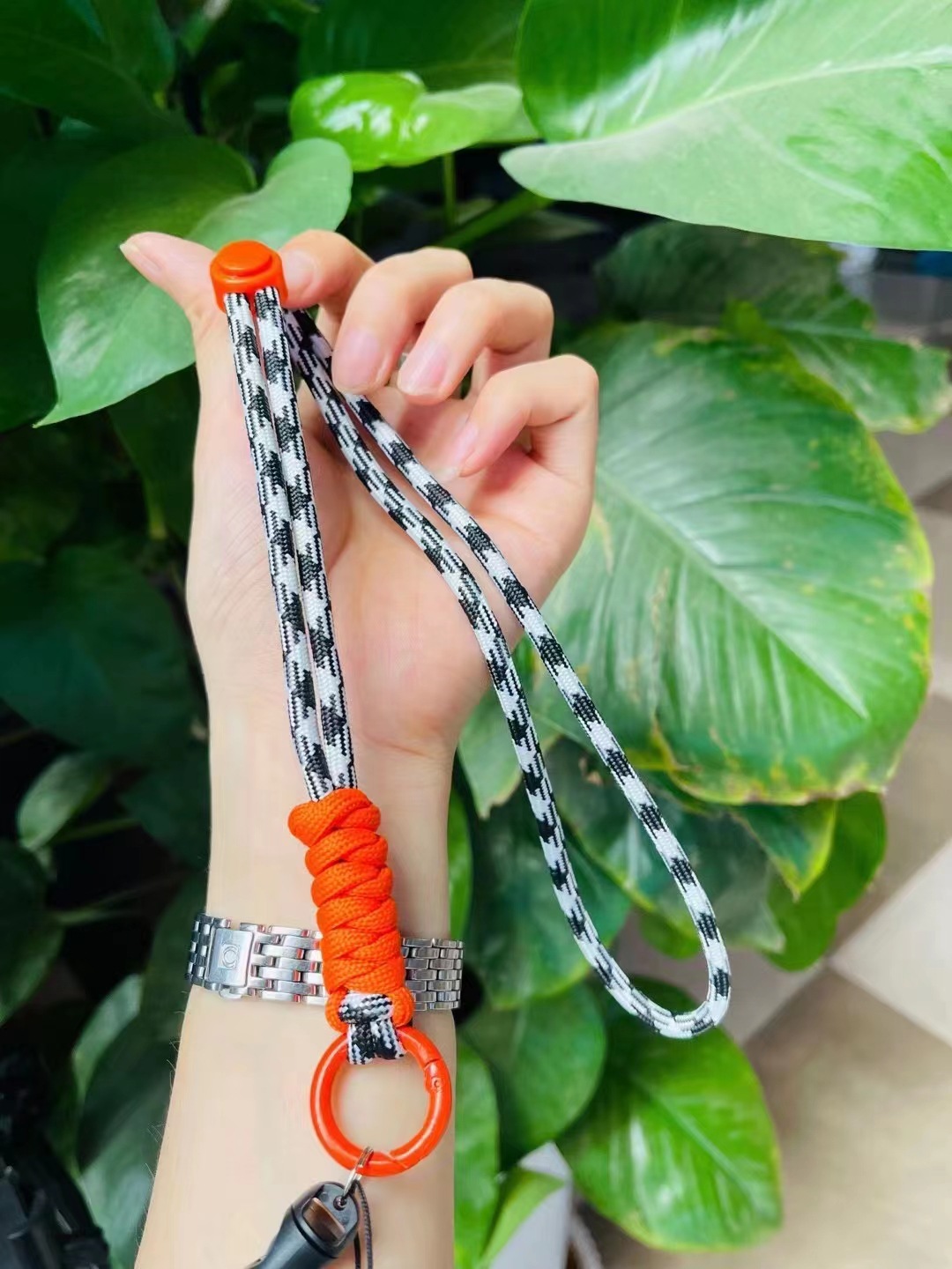 Nuevo teléfono móvil contraste color cordón Halter anti-perdido ajustable muñeca cuerda llavero cuerda trenzada hecha a mano cuerda de mano de dos colores