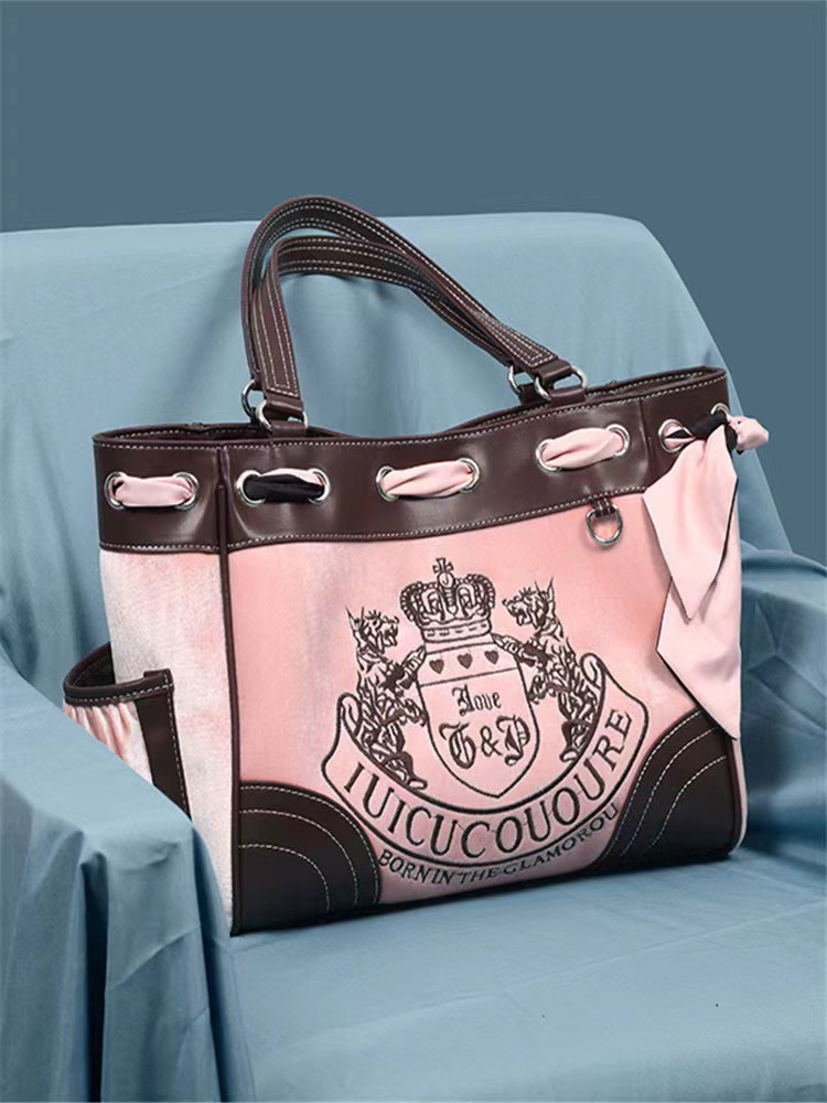 Women's Large Velvet Letter Vintage Style Streetwear Magnetic Buckle Tote Bag display picture 4