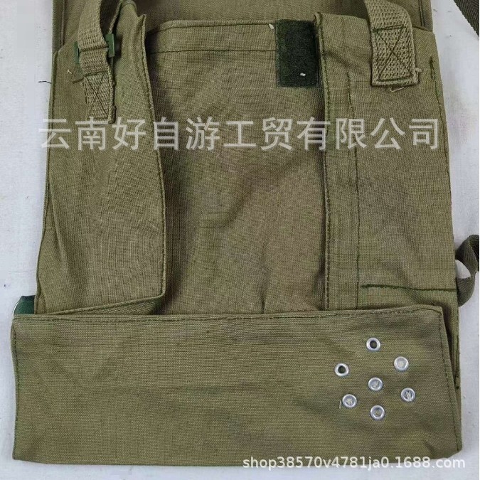 빈티지 카키 캔버스 가방 화재 방지 가스 마스크 액세서리 사첼 두꺼운 캔버스 숄더 백 빈티지 스쿨 백