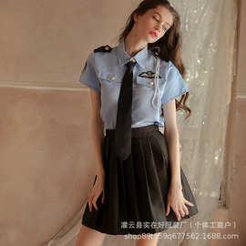加大码200斤情趣内衣COS性感女警制服诱惑调情性趣空姐制服百褶裙