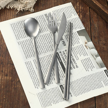 复古牛排刀叉勺套装做旧筷子 304不锈钢甜品勺商用怀旧雪花砂勺子