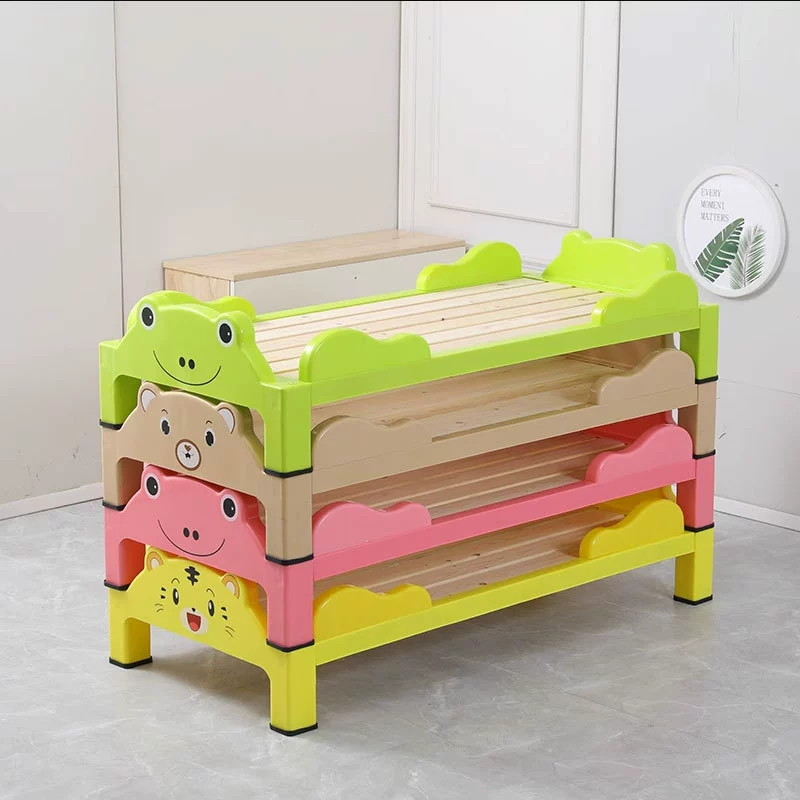 Детский Сад обеденный перерыв пластиковая складная кровать из цельного дерева Детская односпальная Складная обеденная кровать детская мультяшная ограда маленькая кровать