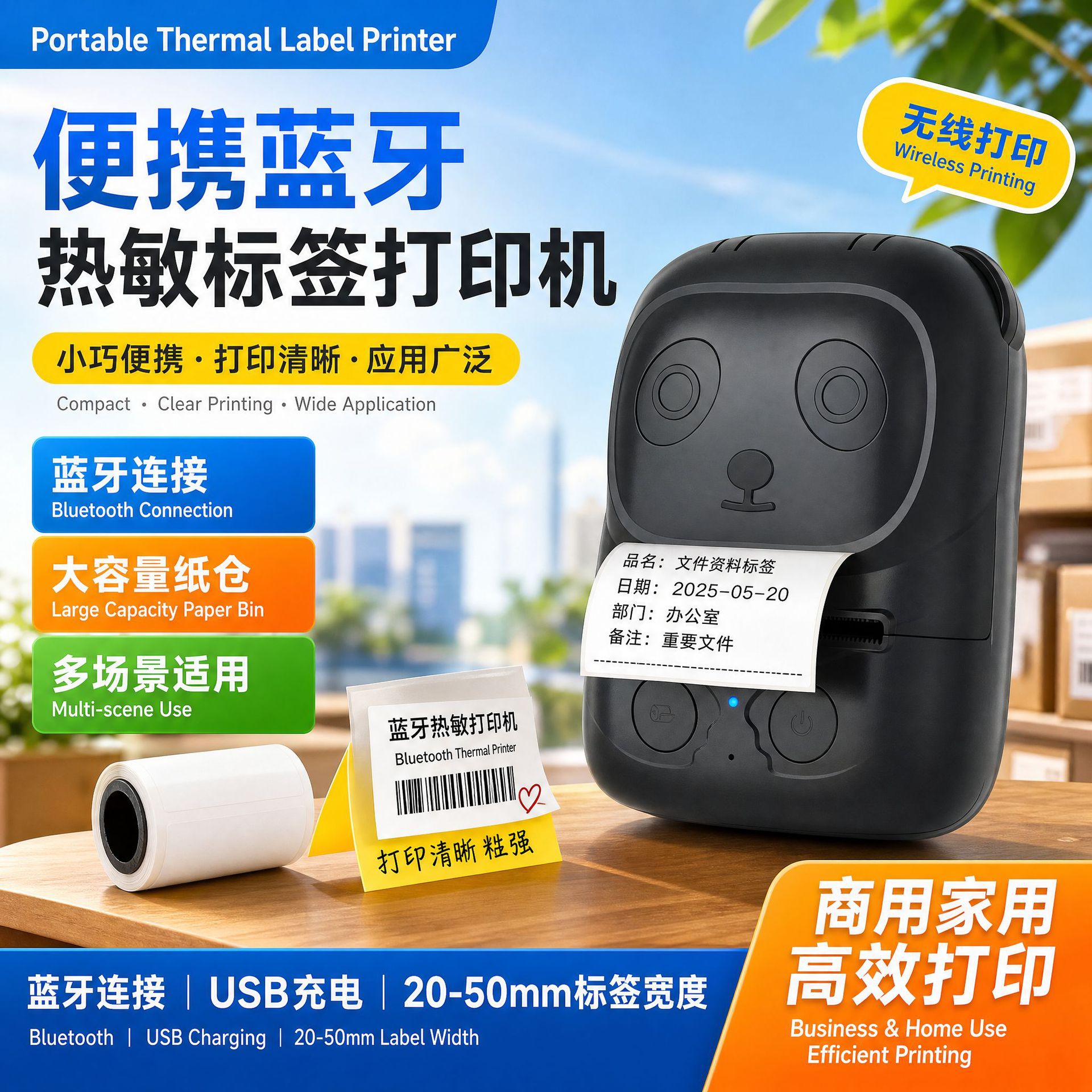 Yangi Bluetooth termotik etiket printer