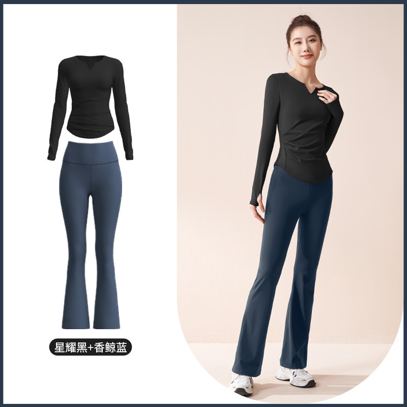 Juyitang traje de yoga con cuello en v de otoño