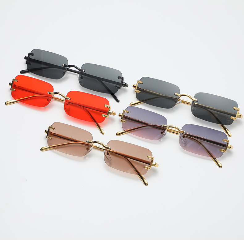 Fashion Colorful Pc Square Frameless Women's Sunglasses display picture 1