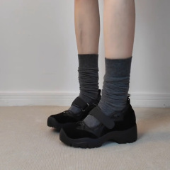 牛皮版~小众厚底芭蕾德训鞋女春秋内增高百搭时尚休闲玛丽珍单鞋