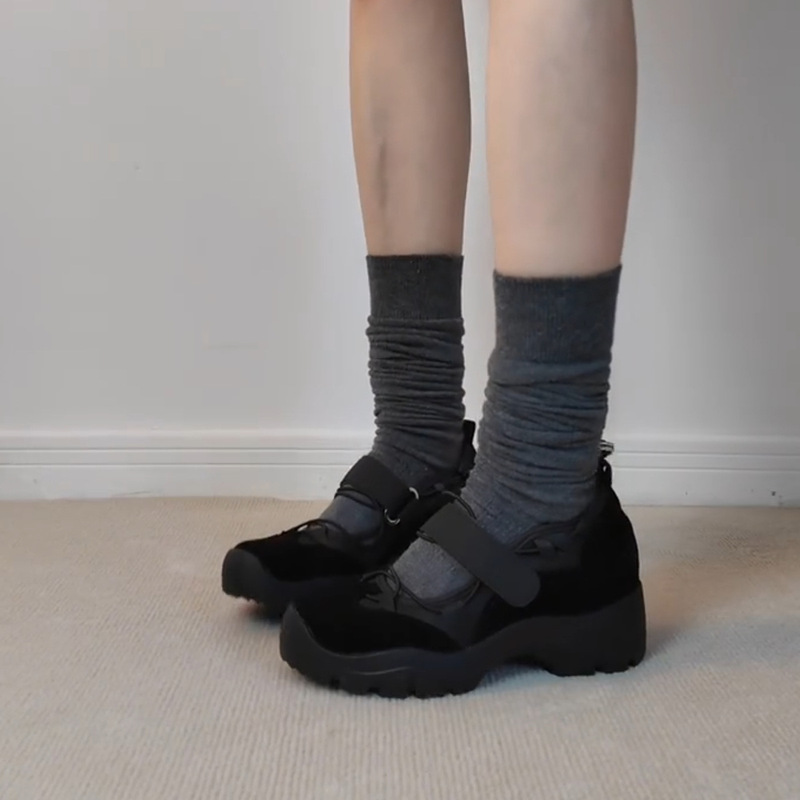 牛皮版~小众厚底芭蕾德训鞋女春秋内增高百搭时尚休闲玛丽珍单鞋|undefined