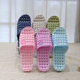 Wentu Slippers Bathroom Leaky Hole Slippers Couple Slippers Cut Out Smiley Face Small Grape Particles Candy Color Men's Fashion