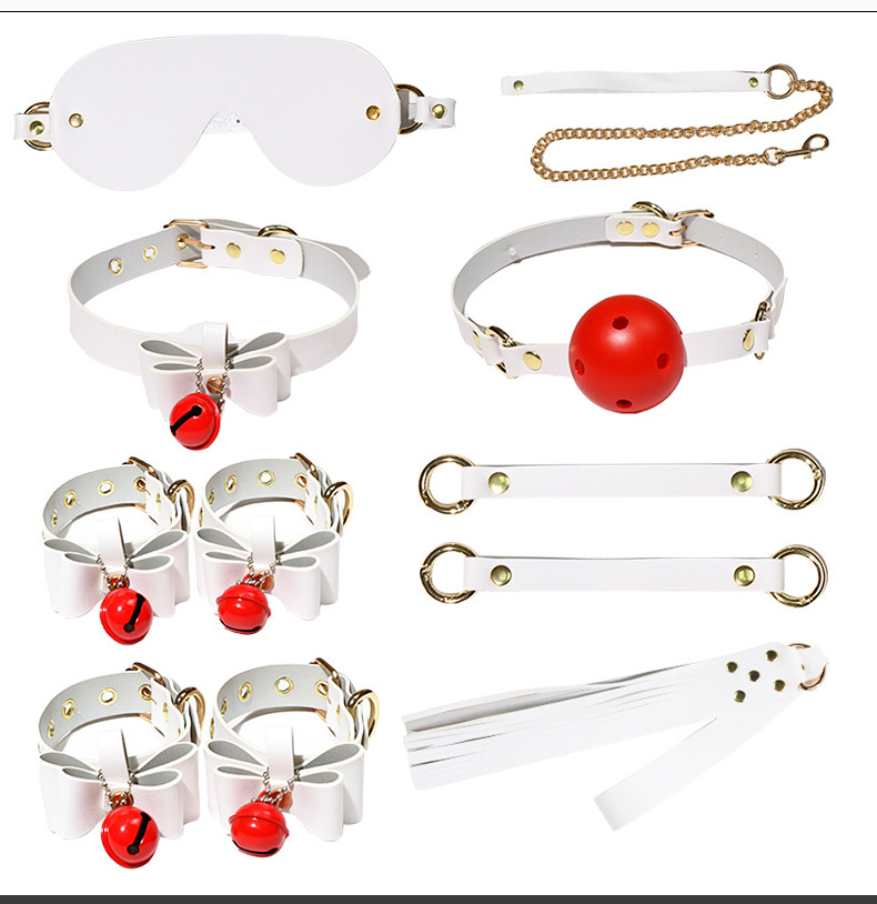 Adult Couple Bondage Kit with Anal Plug, Nipple Clamps and Restraints in Black PU — detail image 30