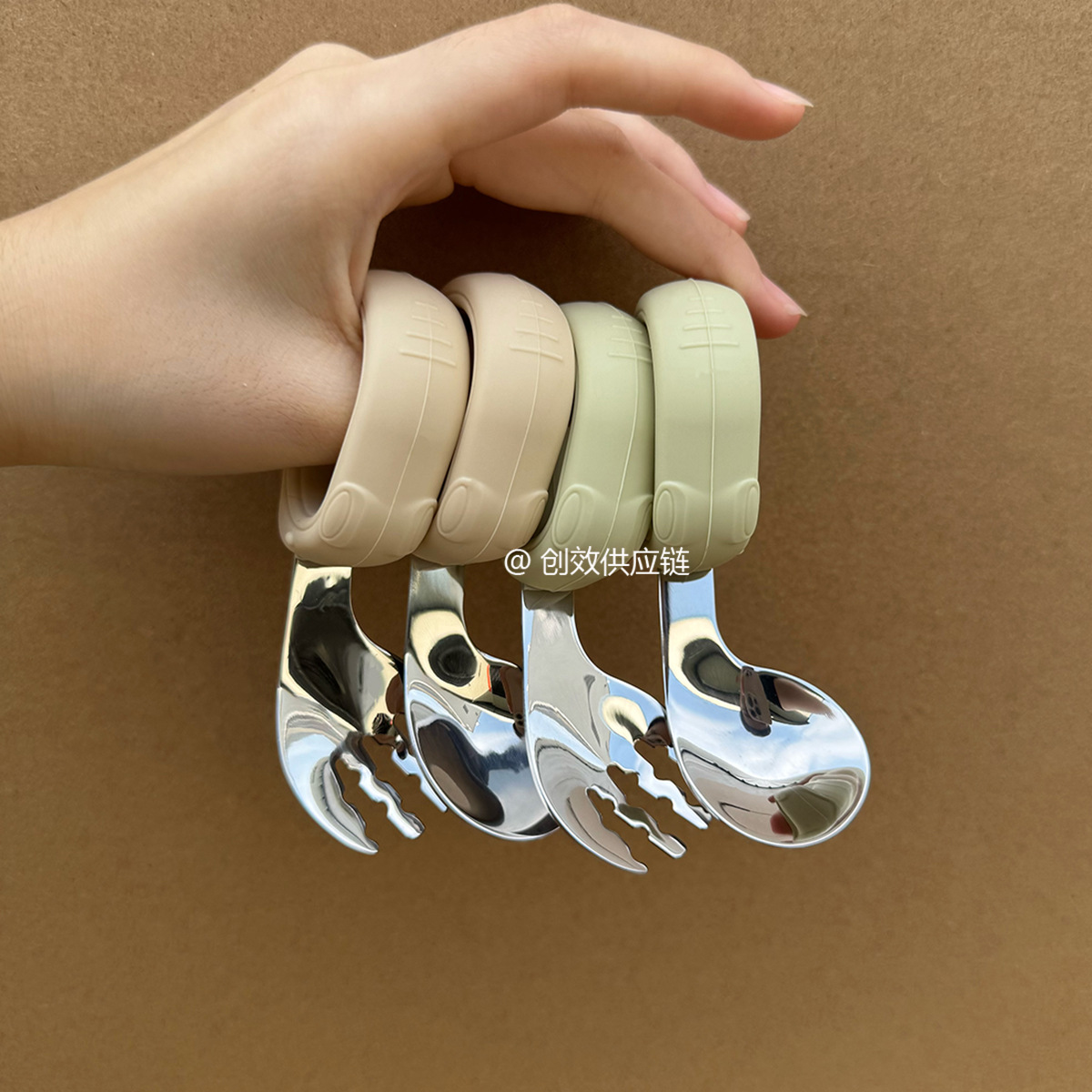 304 Stainless Steel Kidsren's Spoon and Fork, Baby Learning to Eat Training Spoon, Independent Eating Spoon, Feeding Spoon, Creative Complementary Food Spoon