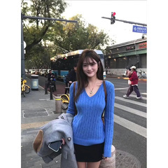 马卡龙粗针麻花V领毛衣女2025秋冬新款高级感修身打底针织衫上衣
