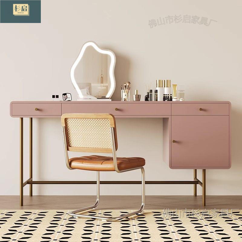 Solid Wood Dressing Table Retro Bedroom Bedside Modern Normcore Dressing Table Accessible Luxury Dressing Table Ins Style Multi-Functional Table