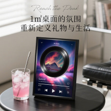 梵艺黑胶旋转唱盘音乐相框轻奢风客餐厅挂画玄关高级感艺术装饰画