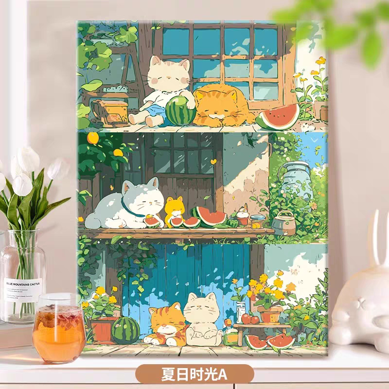 Pintura al óleo digital de estilo antiguo estilo arquitectónico de la dinastía Tang, relleno a mano, relleno de agujero, lámpara acrílica, sala de estar nueva