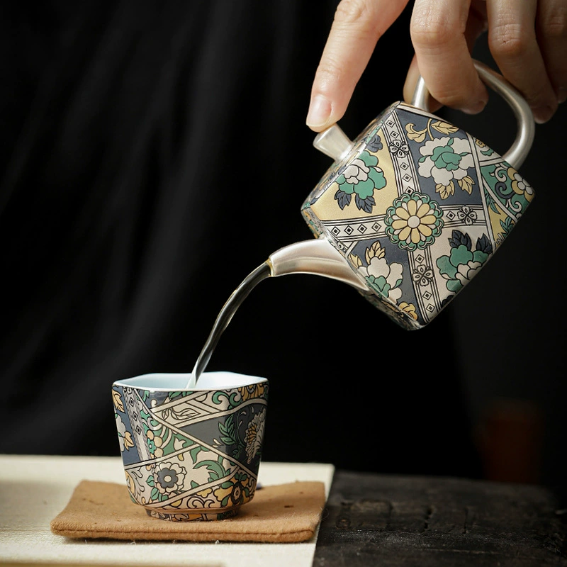 Enamel, retro teapot, ceramic creative tea for home use, handmade