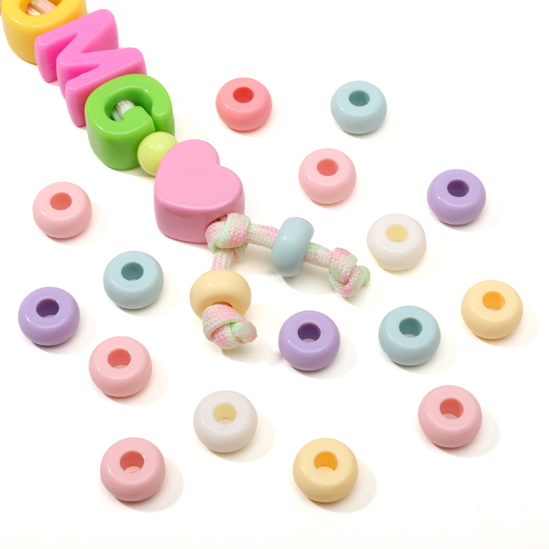 Acrylic Large Hole Cream Flat Beads Mixed Color Hand Beads Handmade DIY Bracelet Necklace Jewelry Accessories Material Acrylic Large Hole Cream Flat Beads Mixed Color Hand Beads Handmade DIY Bracelet Necklace Jewelry Accessories Material