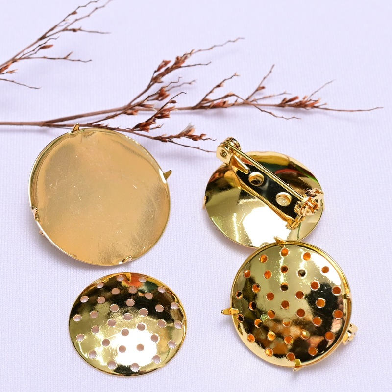 Color preserving 18k gold collar buckle net tray holder 20mm25mmdiy clothing handmade material brooch collar buckle bottom bracket accessories