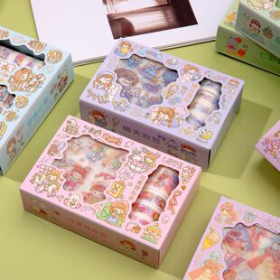 Zemu cartoon cute tape stickers gift box wholesale student children Stationery Gift hand account tape material stickers
