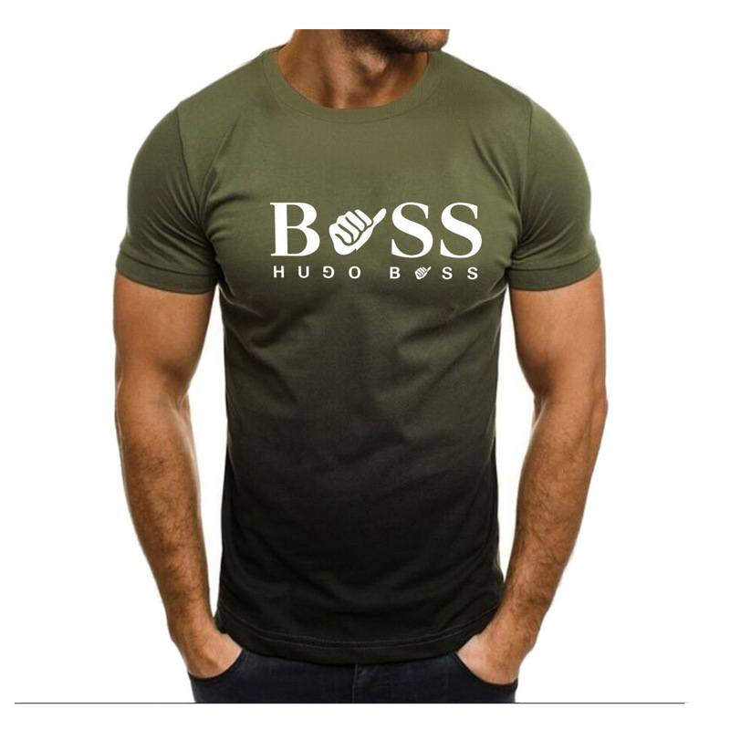New European and American Cross-border T-shirt Trendy Simple Doctor Boss 3D Digital Printing Men's Loose Casual Top