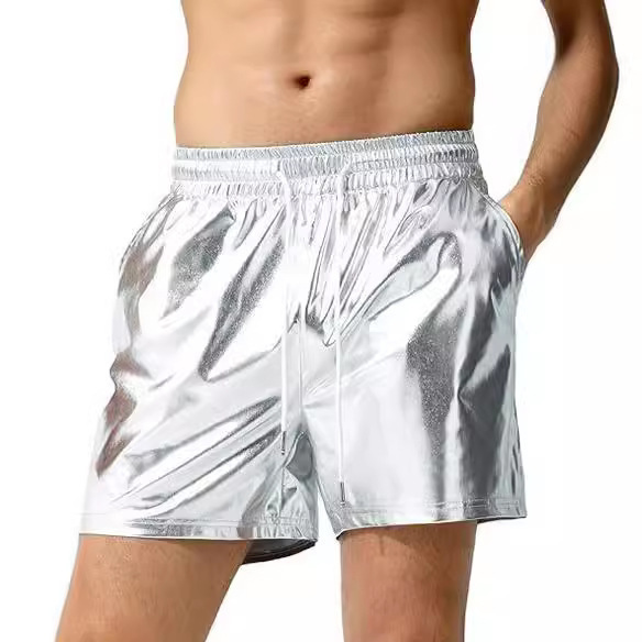 men's glossy casual beach shorts