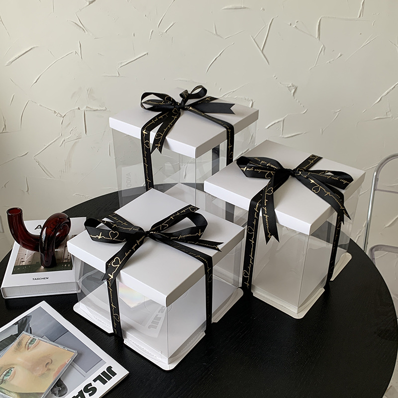 三合一透明盒6寸810单层双层12加高烘焙礼品盒印logo礼盒蛋糕盒