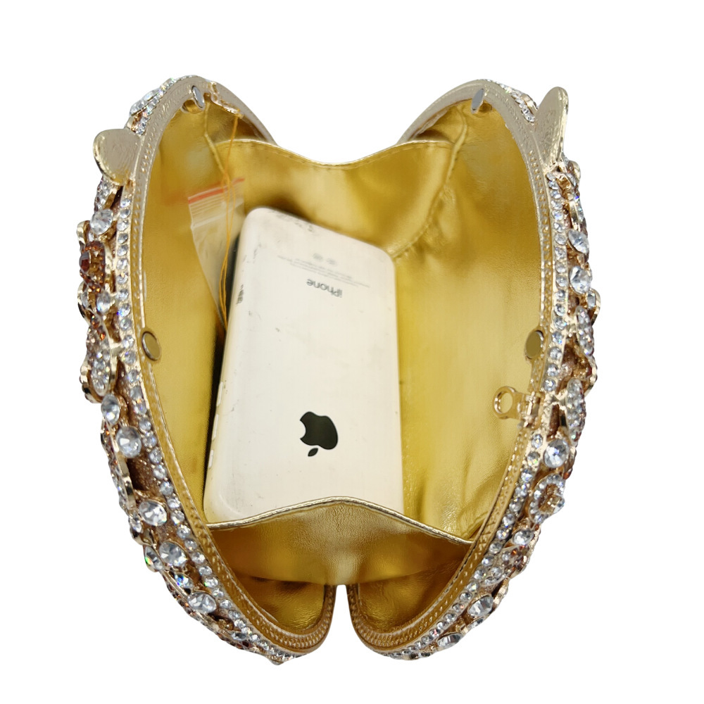 AliExpress bolsas de diamantes de metal hueco bolsas de cena de diamantes vestidos de banquete de damas bolsas de mano de diamantes doradas