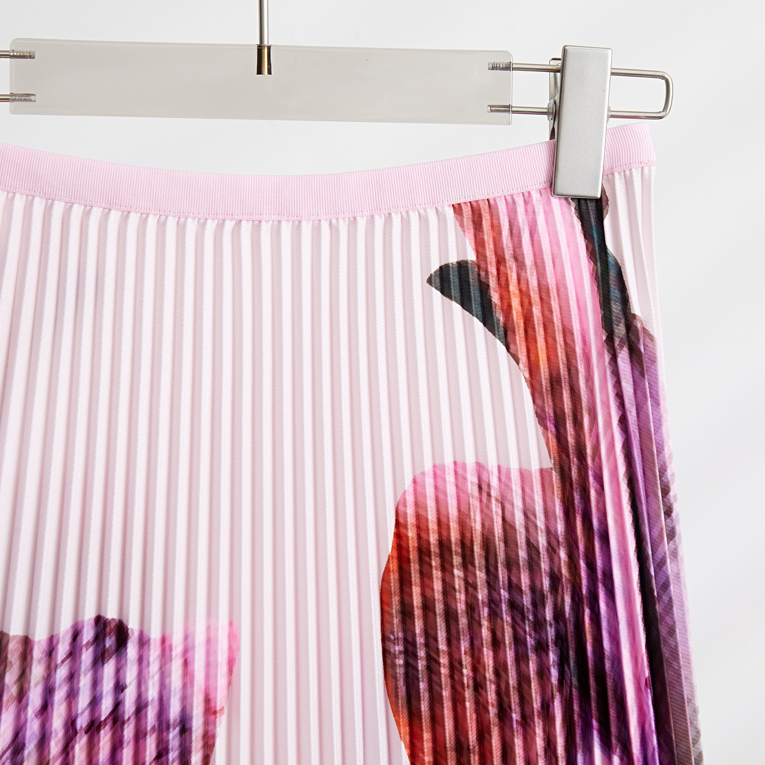 Women's Pleated Skirt Set - Floral Print Top & Long Pleated Skirt - Japanese-Inspired Casual Outfit (Purple/Pink/Dark Green/Gray, Sizes 78-90cm)_ecoleips.com