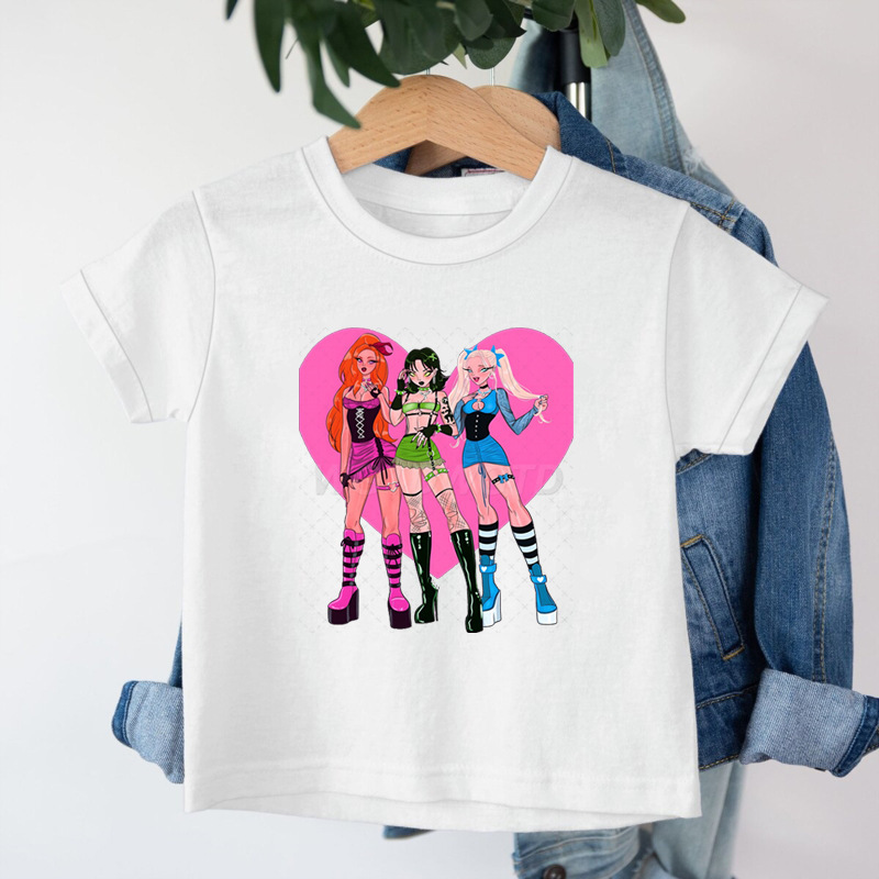 クロスボーダー KPop デーモンハンターデーモンハンターグループプリントコットン Tシャツ夏のファッション子供カジュアル半袖|undefined