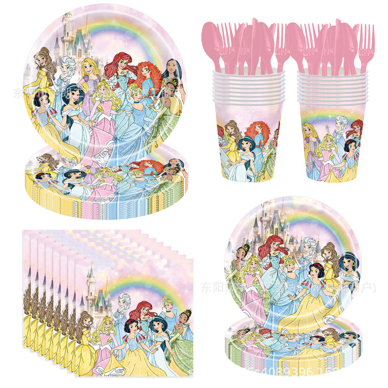 Customized Cartoon Pink Princess Paper Plate Flag Tablecloth Layout Kidsren's Birthday Party Decoration Supplies Layout Set Customized Cartoon Pink Princess Paper Plate Flag Tablecloth Layout Kidsren's Birthday Party Decoration Supplies Layout Set