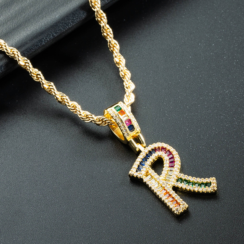 Wholesale Color Zircon Letter Pendant Copper Gold-plated Necklace Nihaojewelry display picture 8