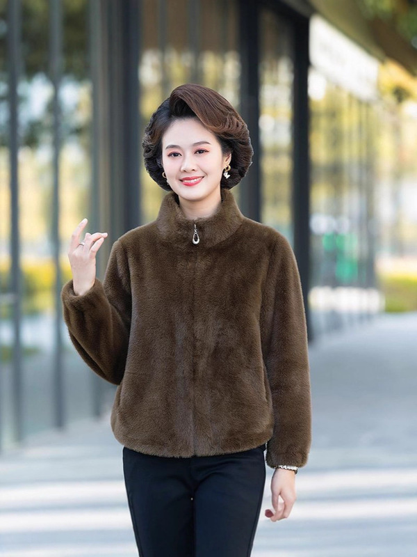 时尚百搭加厚保暖女装2025立领外套高档洋气纯色短款爆款冬季开衫|undefined