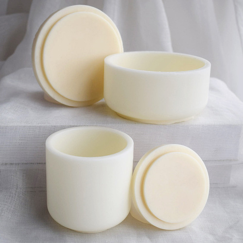 Round covered storage box silicone mold diy crystal drop glue pen holder plaster mirror resin candle cup grinding tool
