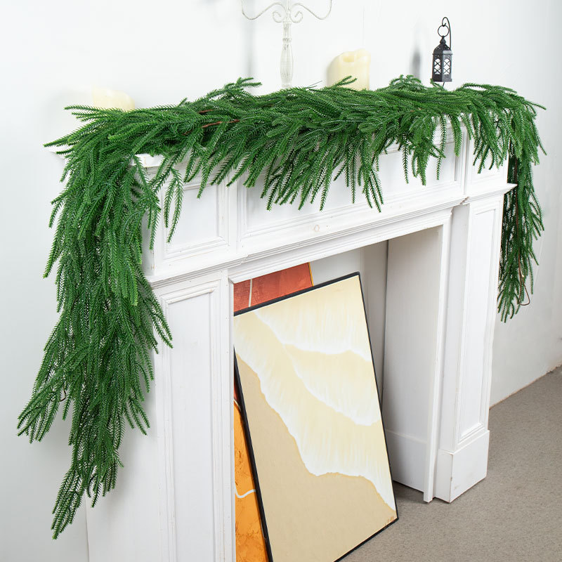 Christmas Norfolk Soft Rubber Rattan Simulated Pine Branches Rattan Soft Rubber Pine Leaves Simulated Door Hanging Garland