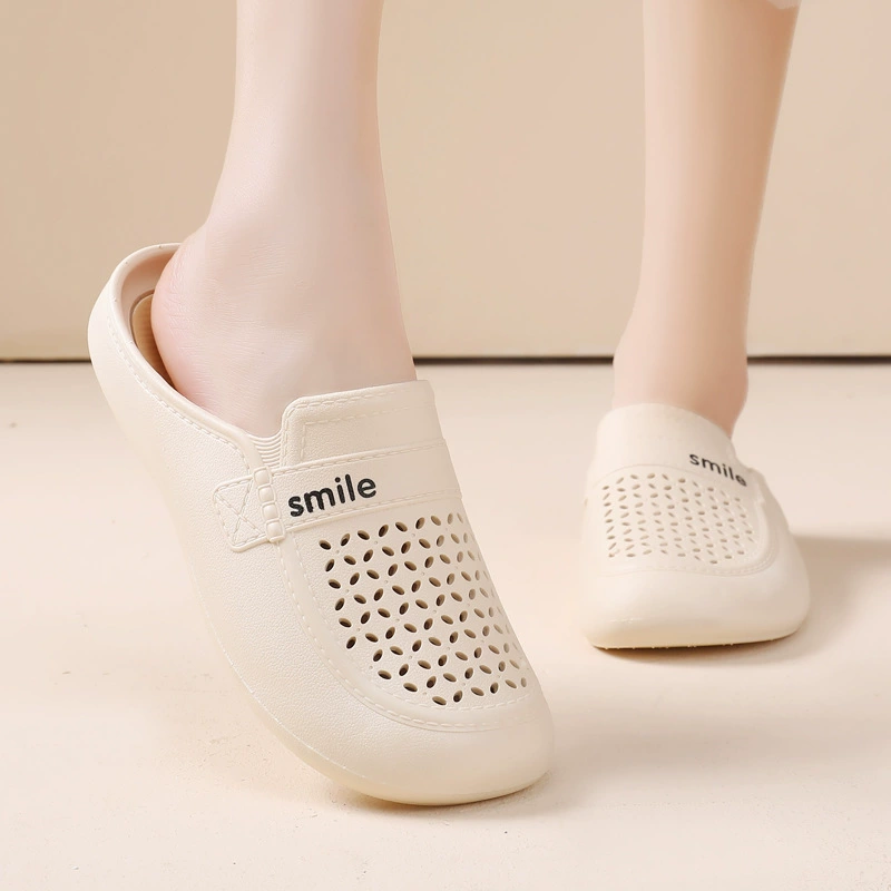 2025 новые плоские каблуки Нескользящие средних лет мама Баотоу тапочки искусственной кожи