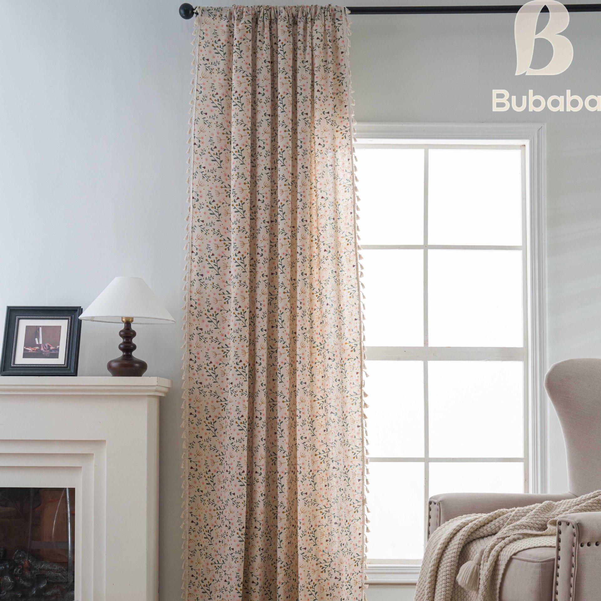 Flying Cat Printed Kitchen Curtains American Style Tassel Drapes_voghion.com