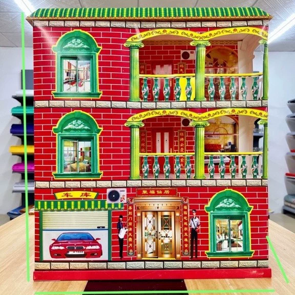 Полуфабрикат небольшого трехэтажного дома (10 шт./упак.) ручной работы оригами жертвенная вилла дом строительная бумага похоронная