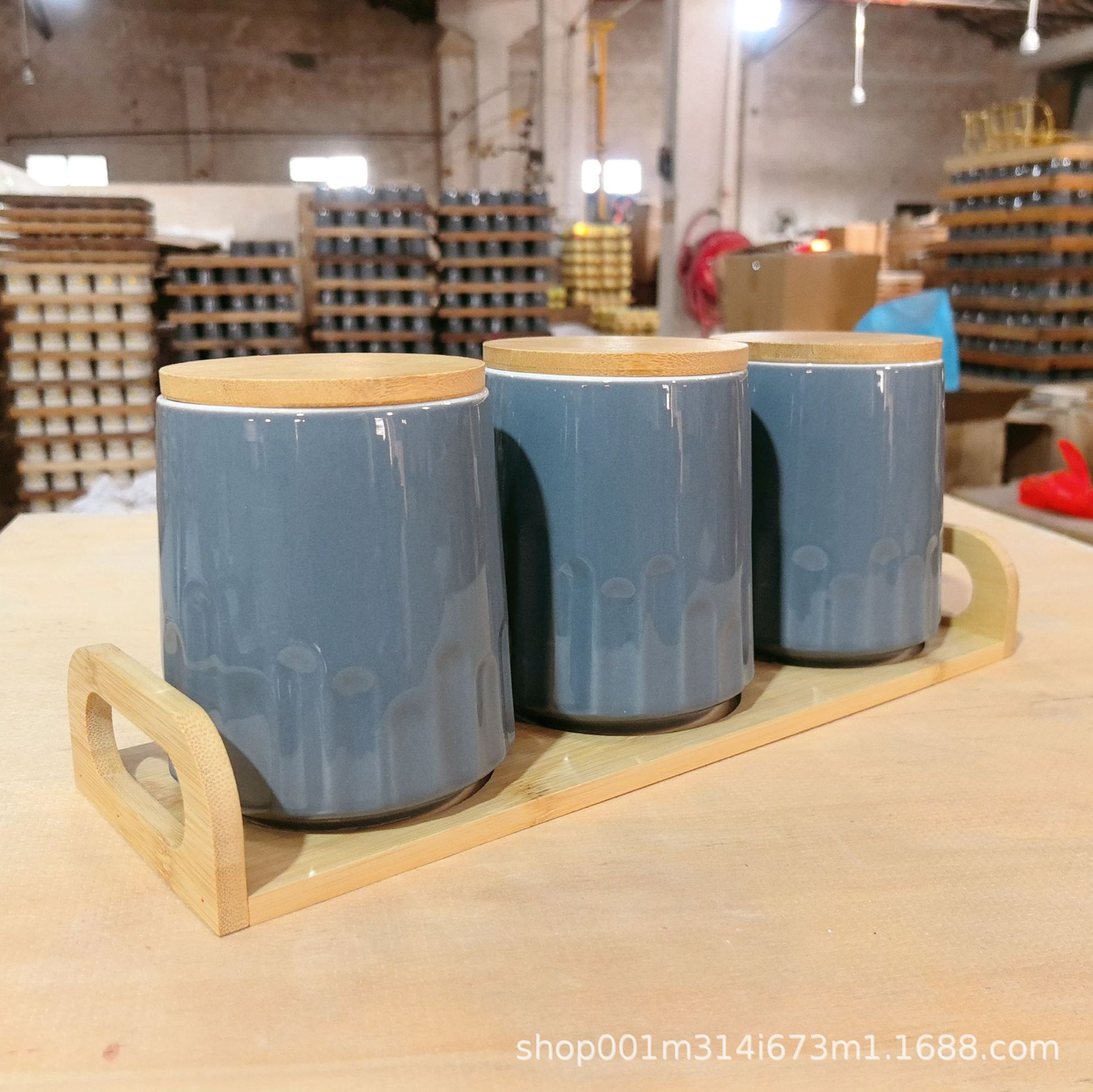 Cocina, hogar, hogar, cerámica, esmalte, tanque de almacenamiento, tanque de almacenamiento de gran capacidad, tanque de frutos secos de azúcar de grano de café, juego de tres piezas