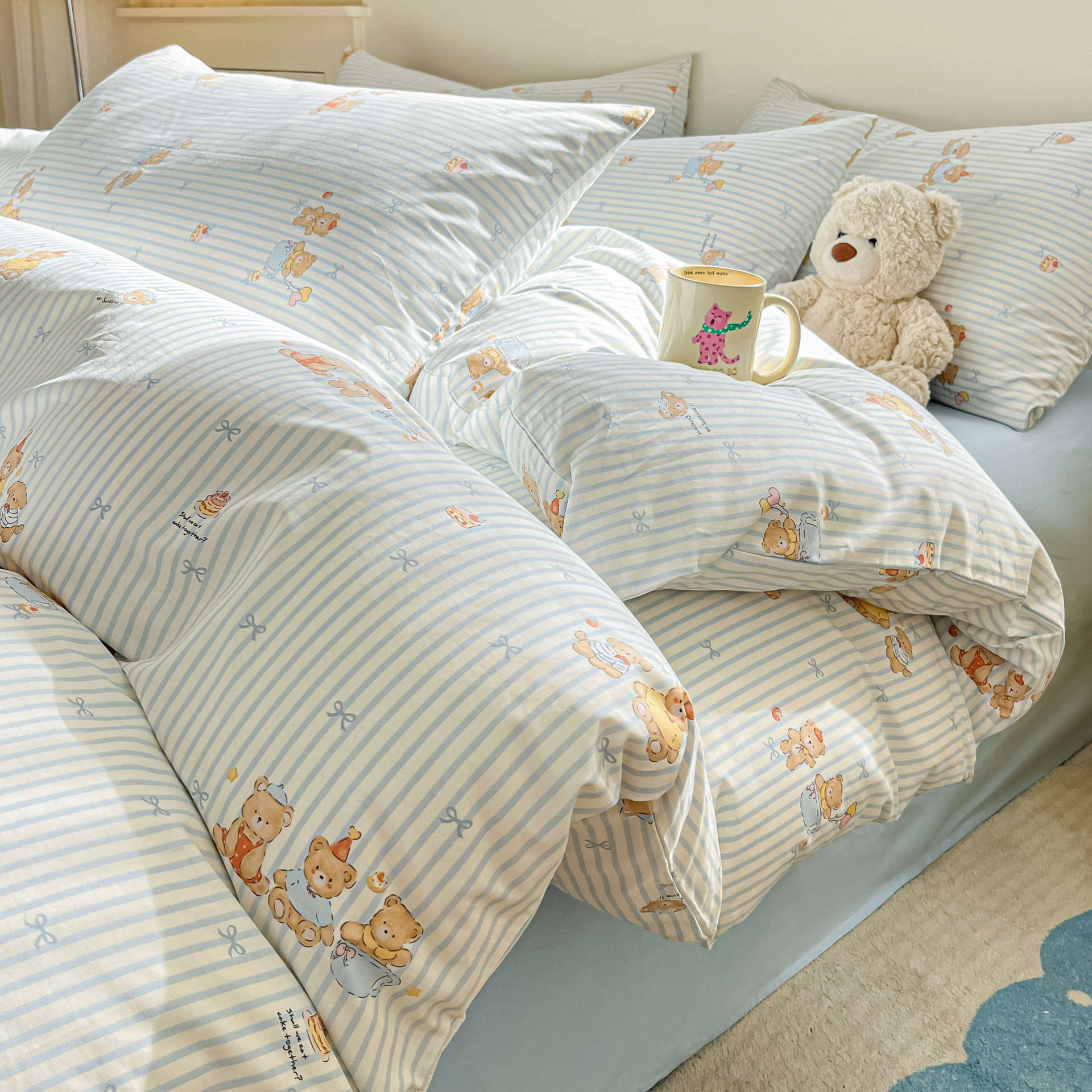 Cartoon Four-piece 2026 New Model Pure Cotton Bed Sheet And Duvet Cover Single Bedding Three-piece Set Suitable For All_voghion.com